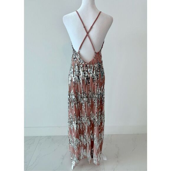 Stunning Pink Silver Sequin Dress | Cross Straps, Wedding Guest Blogger Favorite - Picture 8 of 11